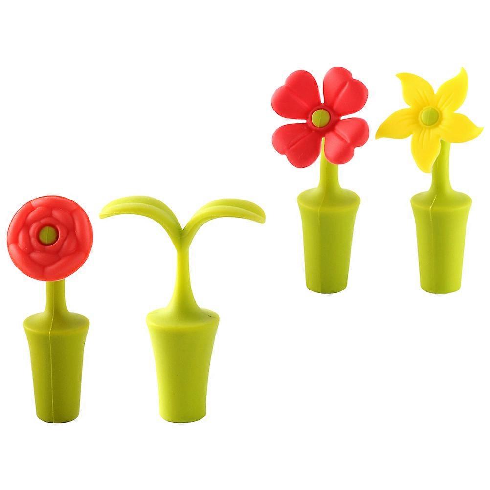 Silicone Flower for Bottles with Sealed Caps 4Pcs