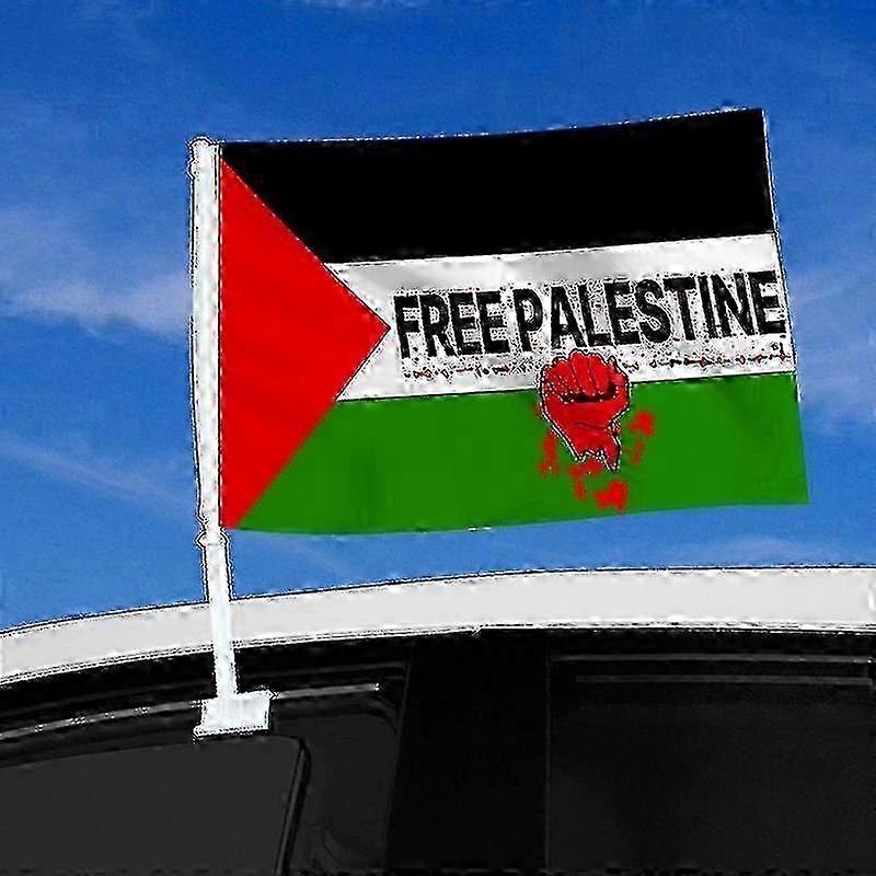 18"x12" Palestine Car Flag with Window Clip and Flag Pole - for Car Windows