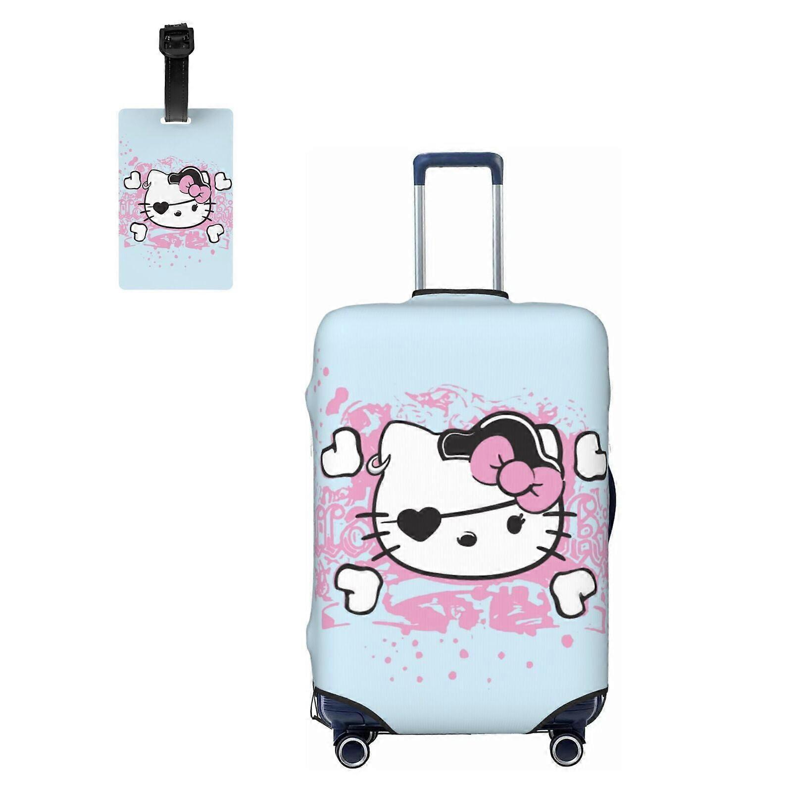 Hello Kitty resväska, tvättbart elastiskt bagageöverdrag för 22"-24" resväska med dold dragkedja