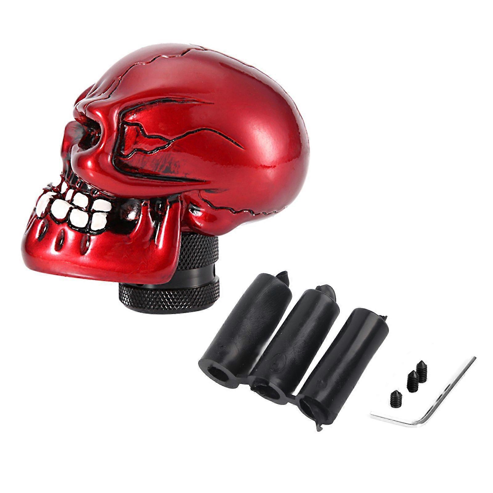 Skeleton Skull Head Car Modified Gear Shift Knob Stick Lever Shifter Universal Red