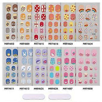 Children's Nail Stickers Set, Cute Cartoon Animals Strawberry Fruit Design, DIY Nail Art for Kids, 12 Sheets