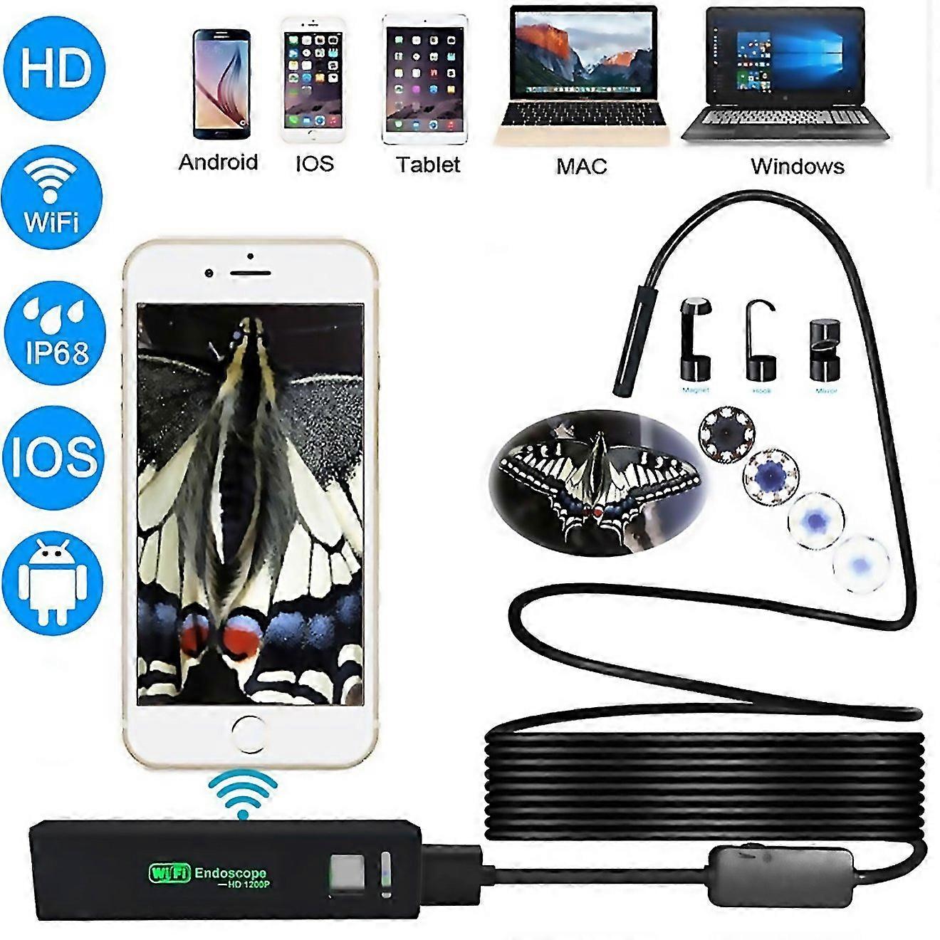 For Ypc110 8mm 20mp Hd Camera Wifi Endoscope Snake Tube Inspection Camera With 8 Led Waterproof Ip68
