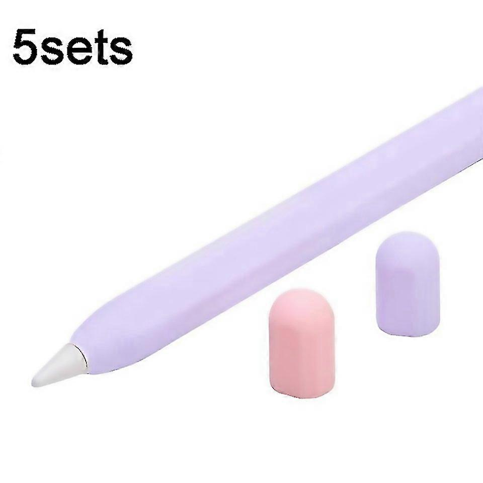 For 5sets 3 In 1 Stylus Silicone Protective Cover Twocolor Pen Cap Set For Apple Pencil Suitable For