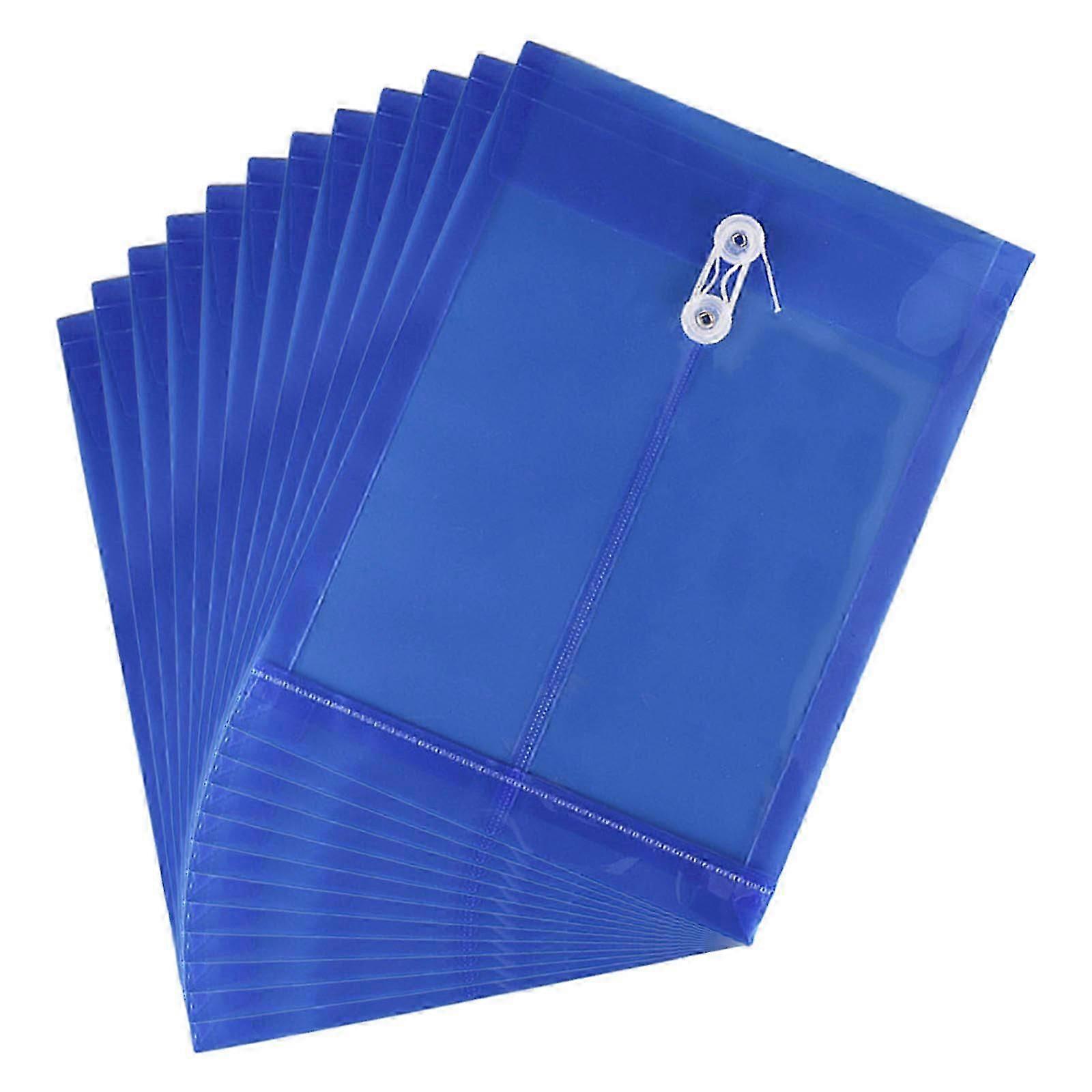 12Pcs A4 File Folders with String Lock Office File Bags Waterproof PP File Wallet Clear Document Folder-Yvan