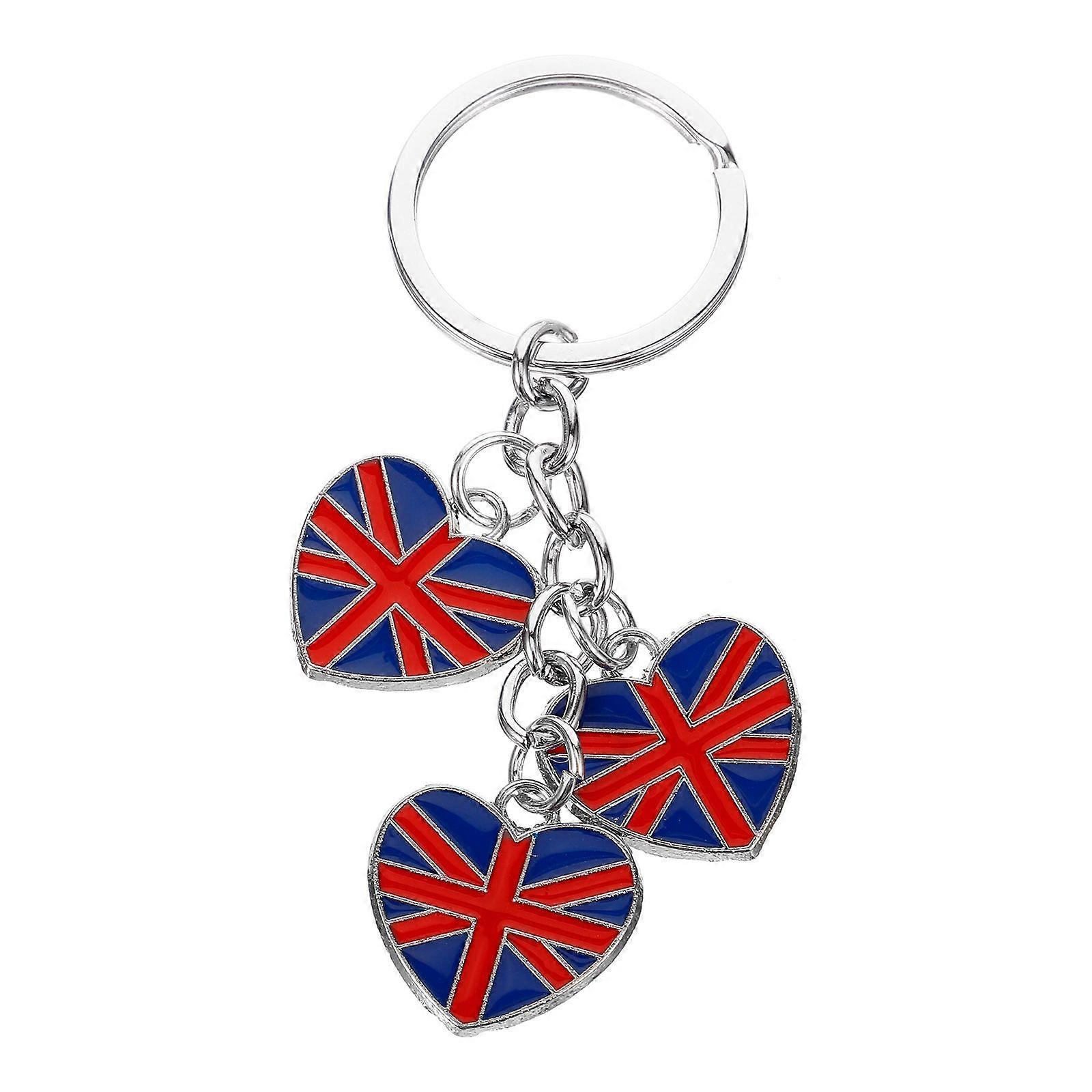 Britain Flag Heart Shaped Keychain Charm UK Souvenir Keychains Pendant Keyring Charm