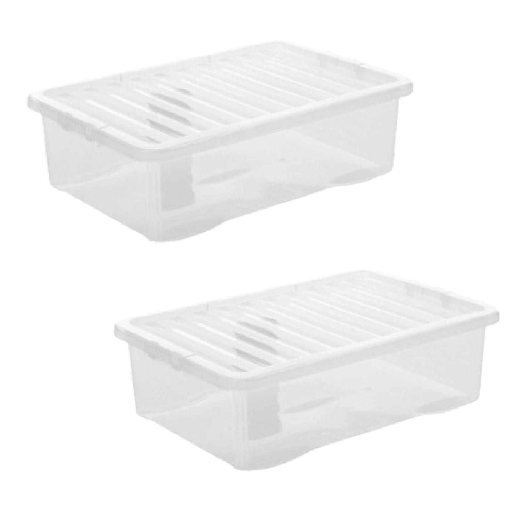 Clear Plastic Storage Boxes With Lids Clip Locking 32 L Capacity Stackable UnderBed Storage UK Made