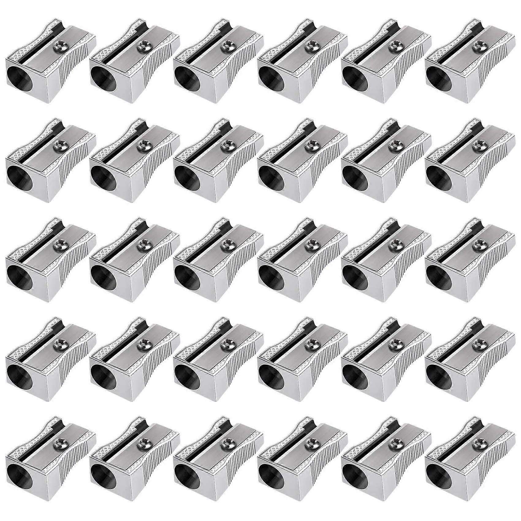 48 Pack Metal Mini Pencil Sharpeners Silver Single Hole Sharpener