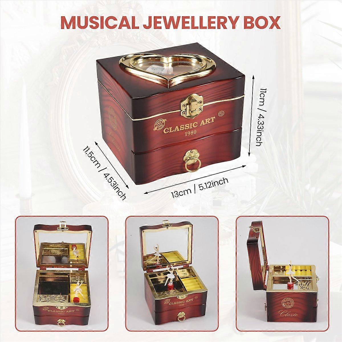 Rotating Music Box Clockwork Plastic Jewelry Box Red