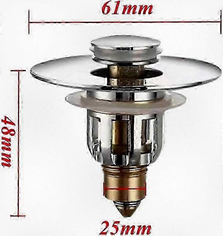 Optimised Stainless Steel Sink Drain Plug: Brass Pop-Up Stopper for Clog Prevention Universal Fit