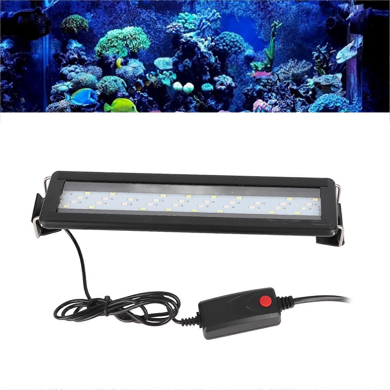 LED Aquarium Light Color Changing 3 Levels Adjustable 4 Rows Fish Tank Light with Extendable Brackets Black EU Plug 220V 