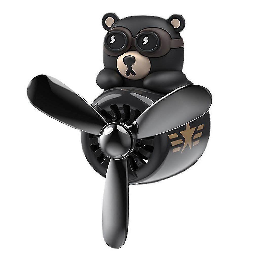 Cute Bear Car Air Freshener and Diffuser with a Rotating Propeller, an Air Vent Aromatherapy Ornament and Accessory