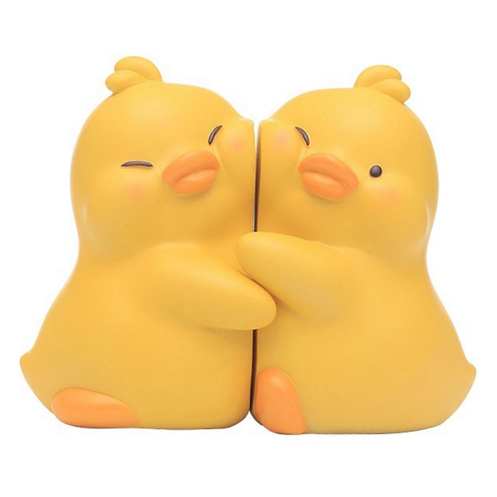 2Pcs Duck Shape Bookends ABS Book End For Shelves ABS Book End Decorative Bookend Book Stopper Desk Book Organiser  Yellow