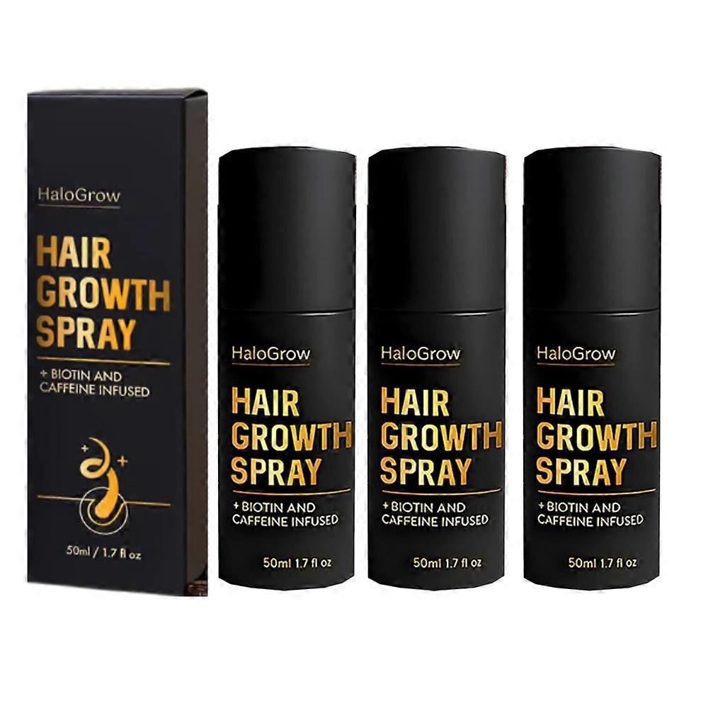 תרסיס צמיחת שיער HaloGrow 3X עם ביוטין וקפאין - טיפול מהיר לצמיחת שיער מחדש לשיער דליל אצל גברים ונשים