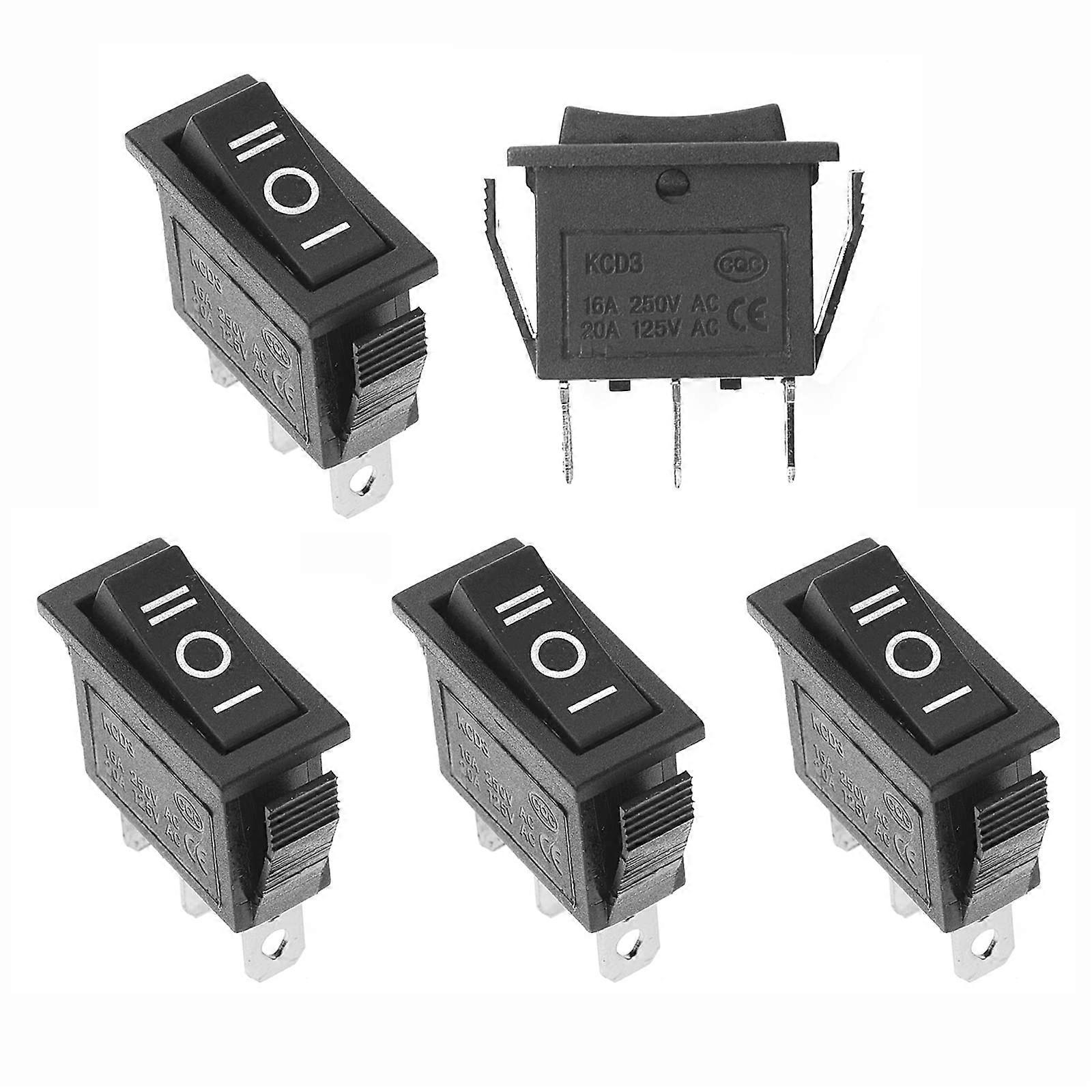SPDT 3 Pins 3 Position ON/OFF/ON Toggle Rocker Switch AC 15A/250V, 20A/125V, 5Pcs, For Car and Boat