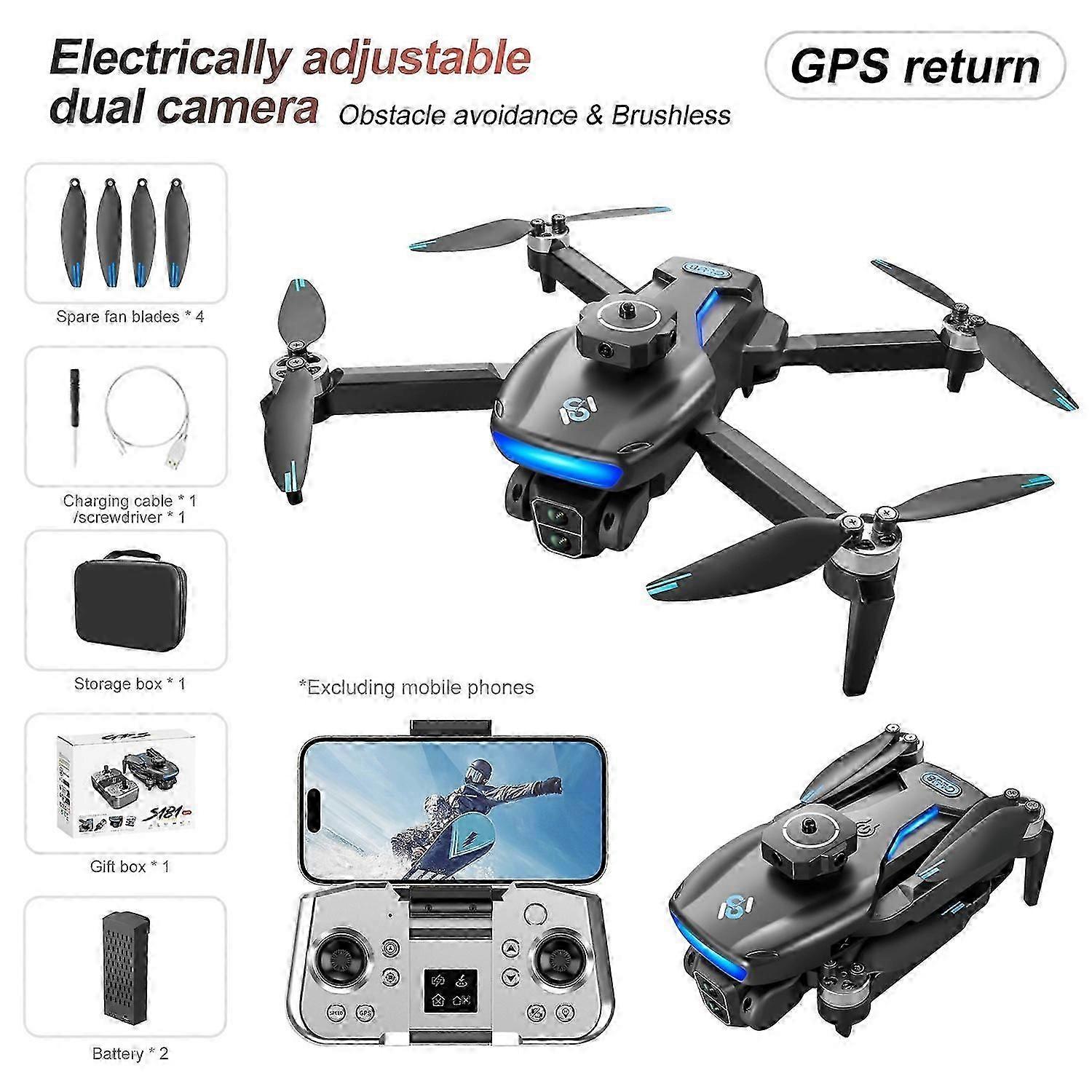 GPS Quadcopter Remote Control Quadcopter with Dual Camera 720p Remote Control Aircraft 5Gwifi Brushl