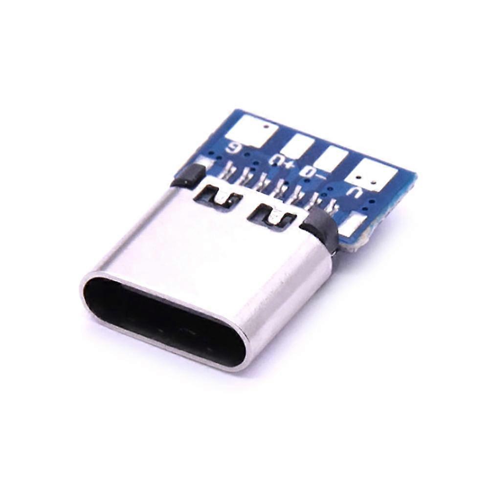 10 Pcs USB 2.0 Type C Female Socket Connector with PCB, 14 Pin DIY Data Line Interface, Compatible with USB Receptacle Through Holes 180° Vertical