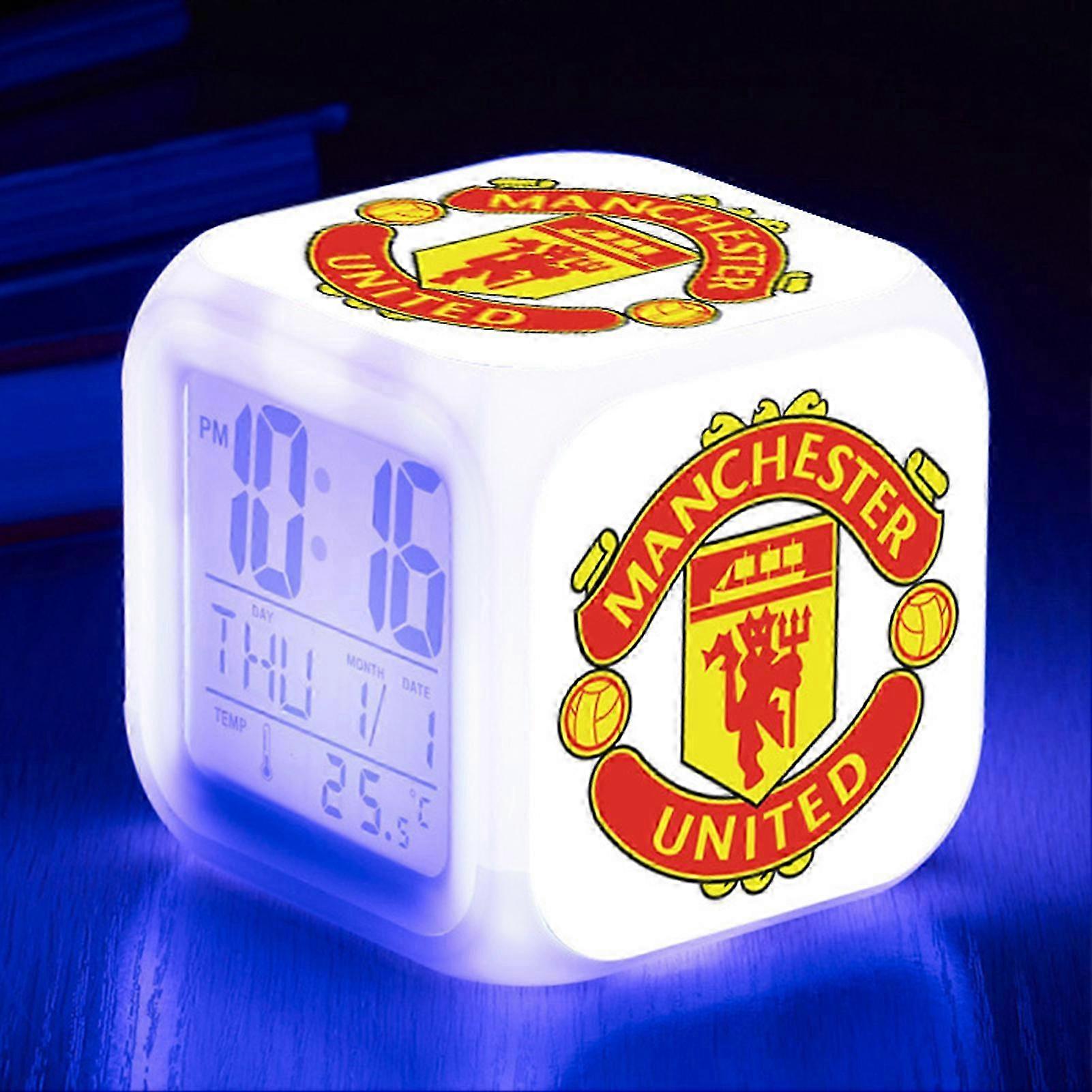 Football alarm clock LED digital colorful color changing square alarm clock creative small alarm clock