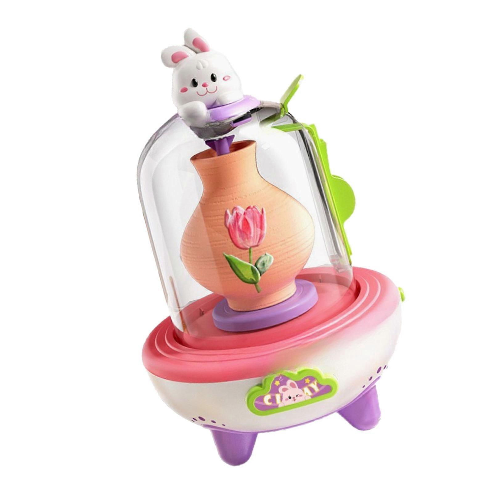 Electric Clay Modeling Machine For Children USB Power Craft Pottery Machine for Toddler Party Crafting Accessory  Pink