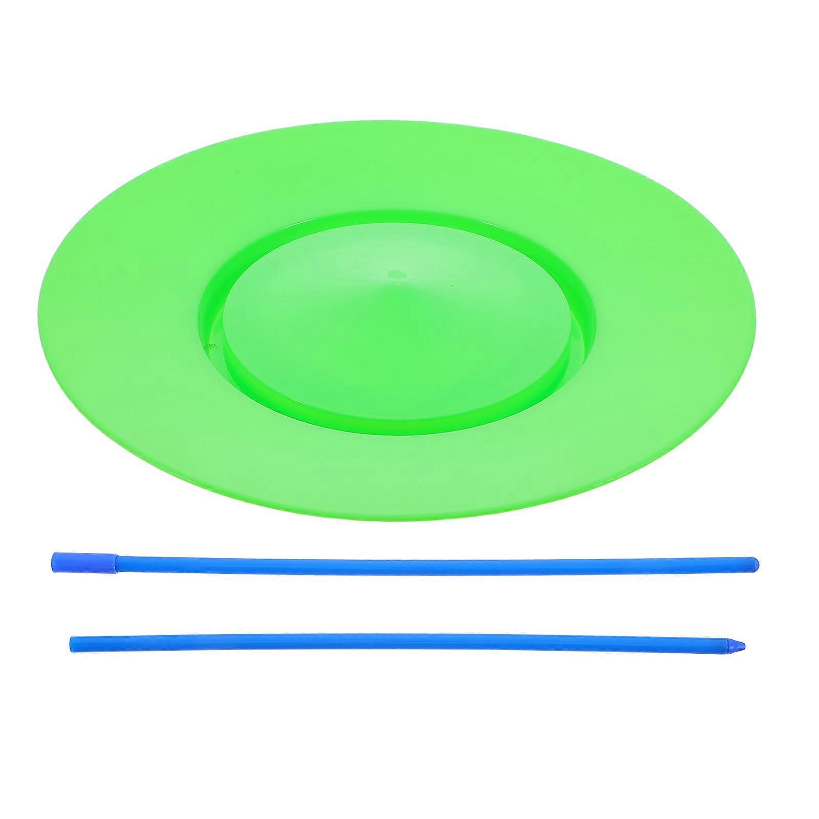 Spinning Plate Props Set for Circus Performances Skill Training with Green Plastic Material
