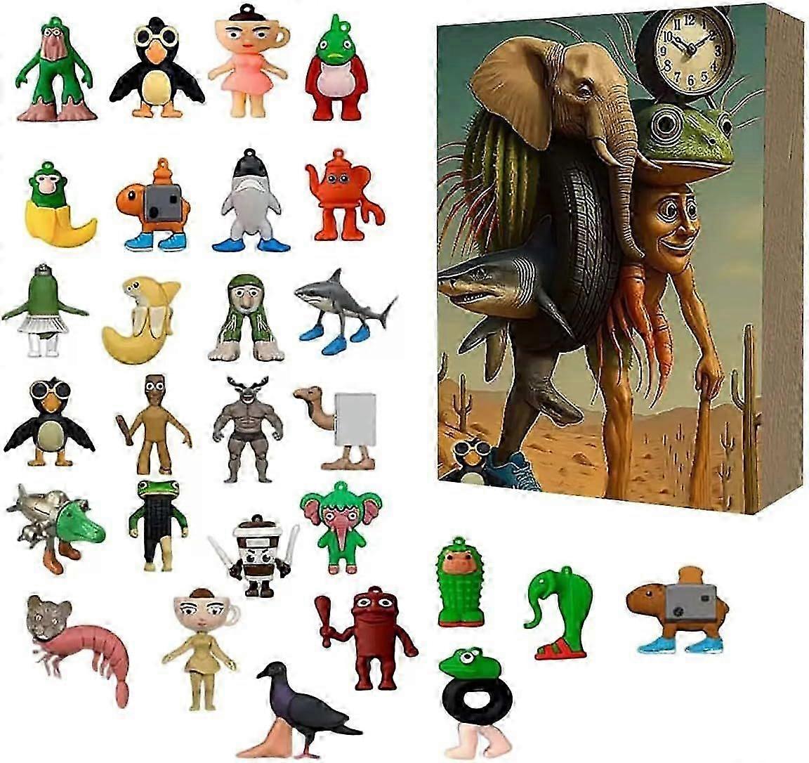 2025 Advent calendar tralalero tralala Silicone Advent Calendar, 24 Day Tung Tung Tung Sahur Figure Countdown Calendar Collection Decoration Gifts