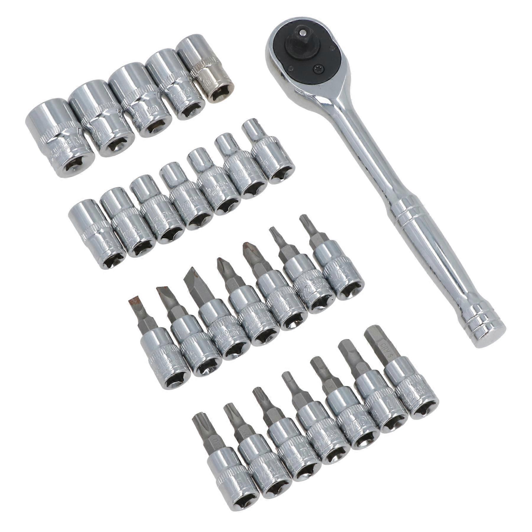 1/4" Drive Metric Shallow Sockets And Accessory set 4 - 13mm 27pc Torx Hex Bits