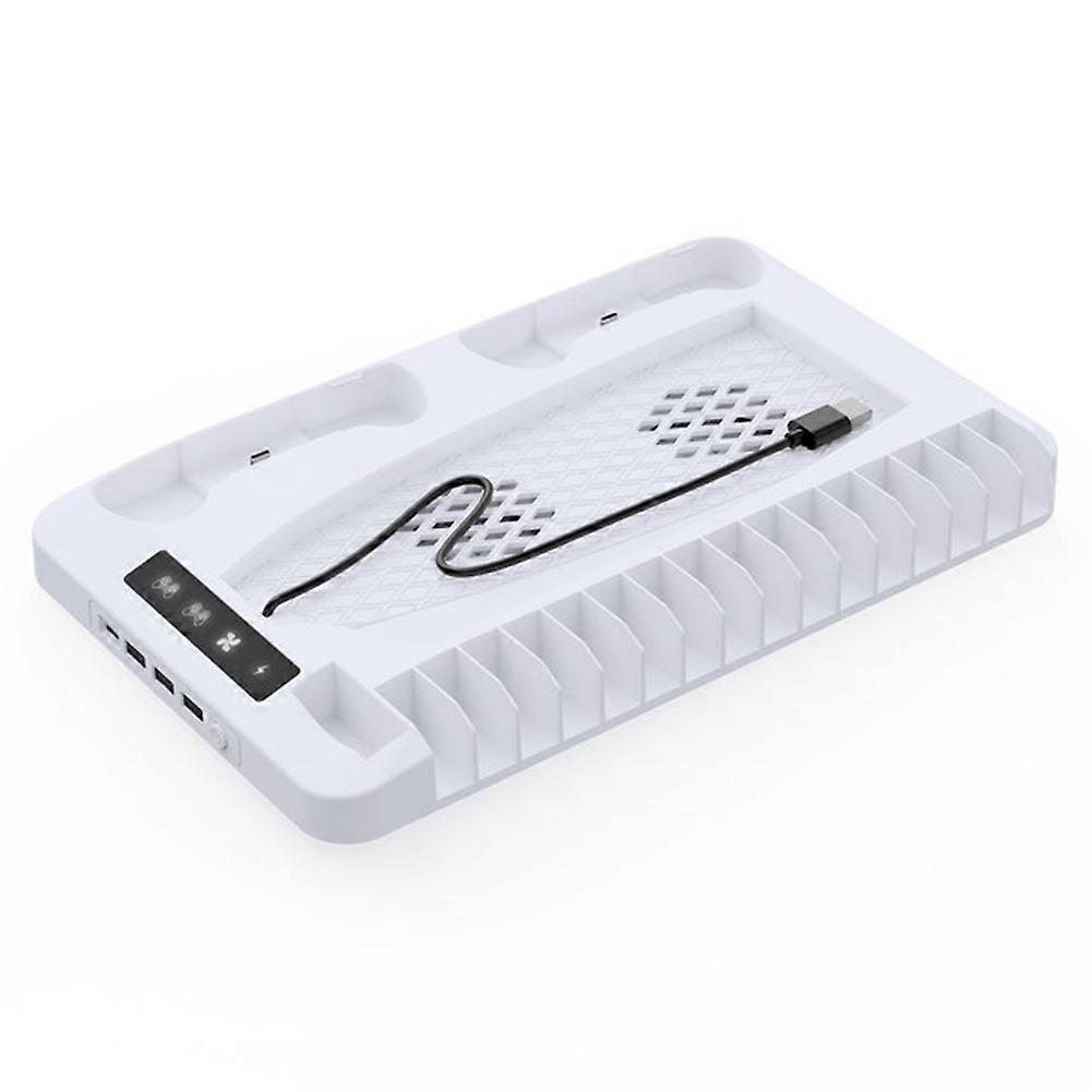 For PS5 Host Heat Dissipation Base with 7 Color Light Effect Headphone Hook Game Disc Storage Rack for PS5 Handle White