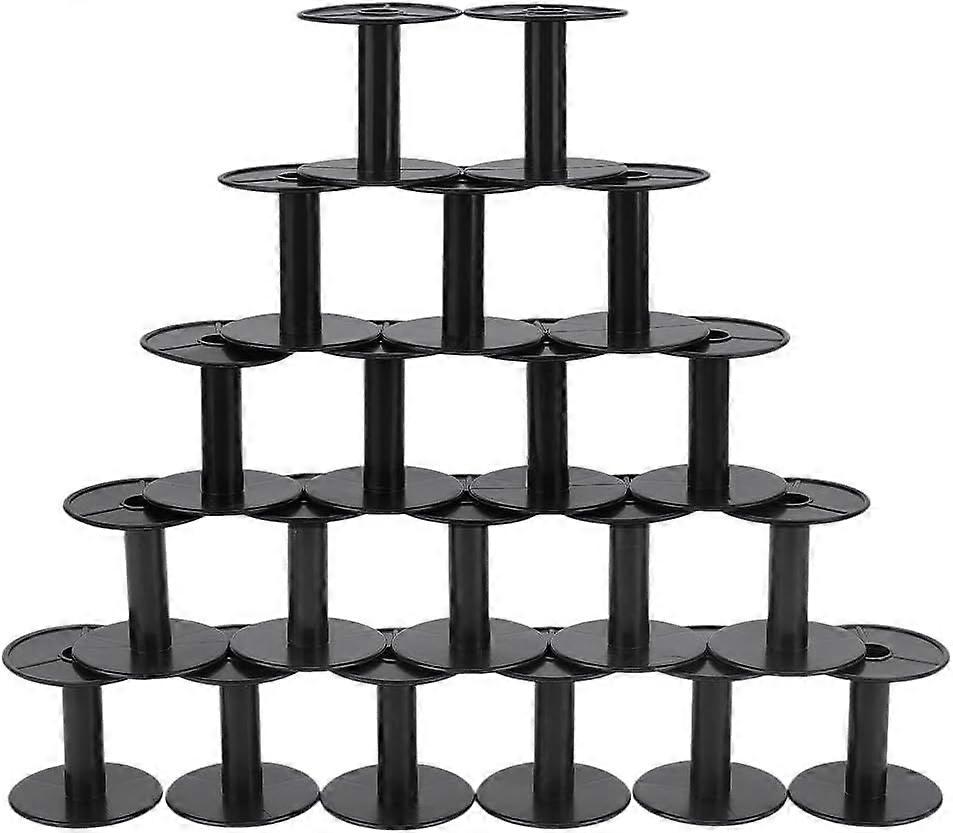 20 Packs Small Empty Spools Black Plastic Spools Wire Weaving Bobbins Ribbon Chain Tape Spools Craft Thread Spools for Embroidery Thread Yarn String W