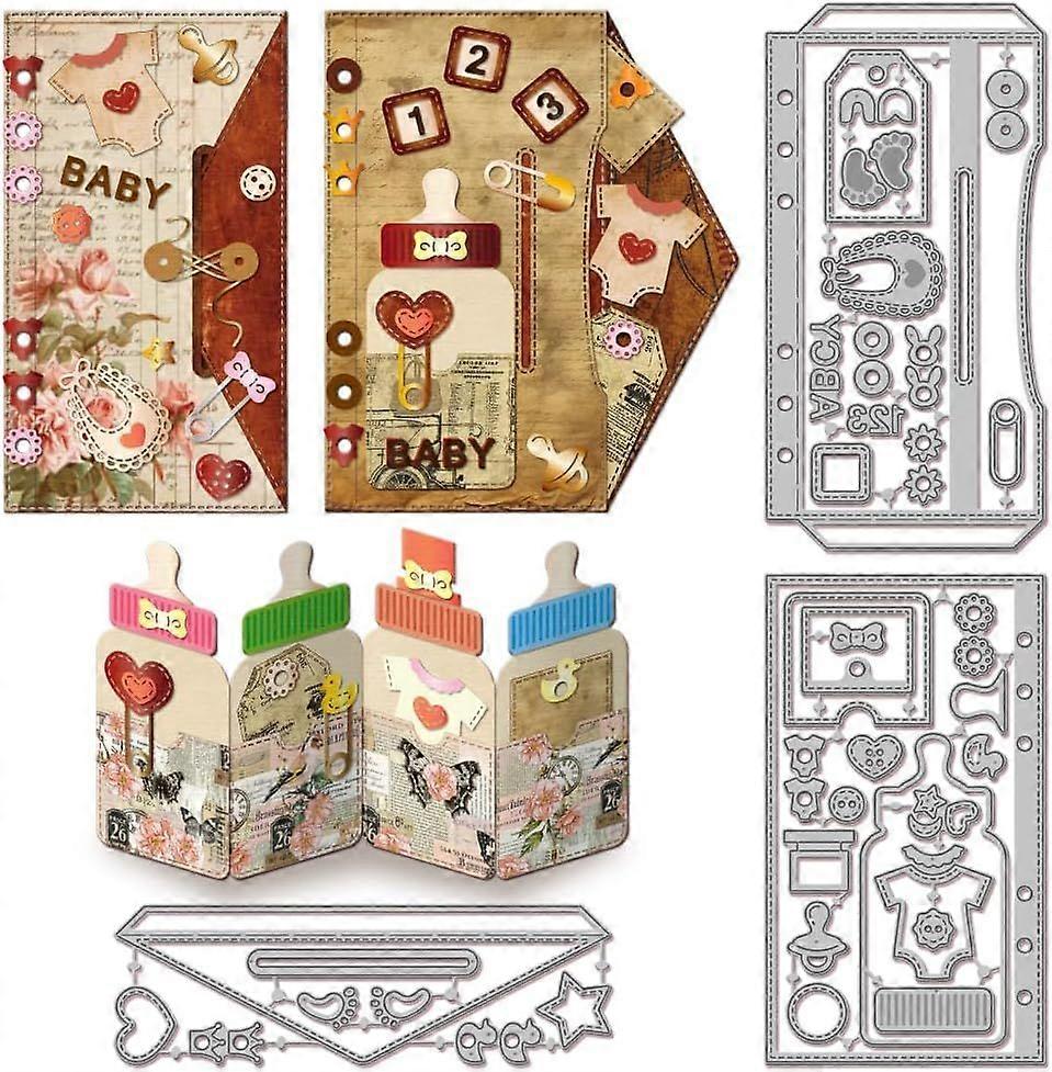 Bottle Envelope Page Frame Cutting Dies for DIY Scrapbooking Metal Planner Hole Reinforcement Cut Dies Bookmarks Die Cuts for Card Making Embossing Ph