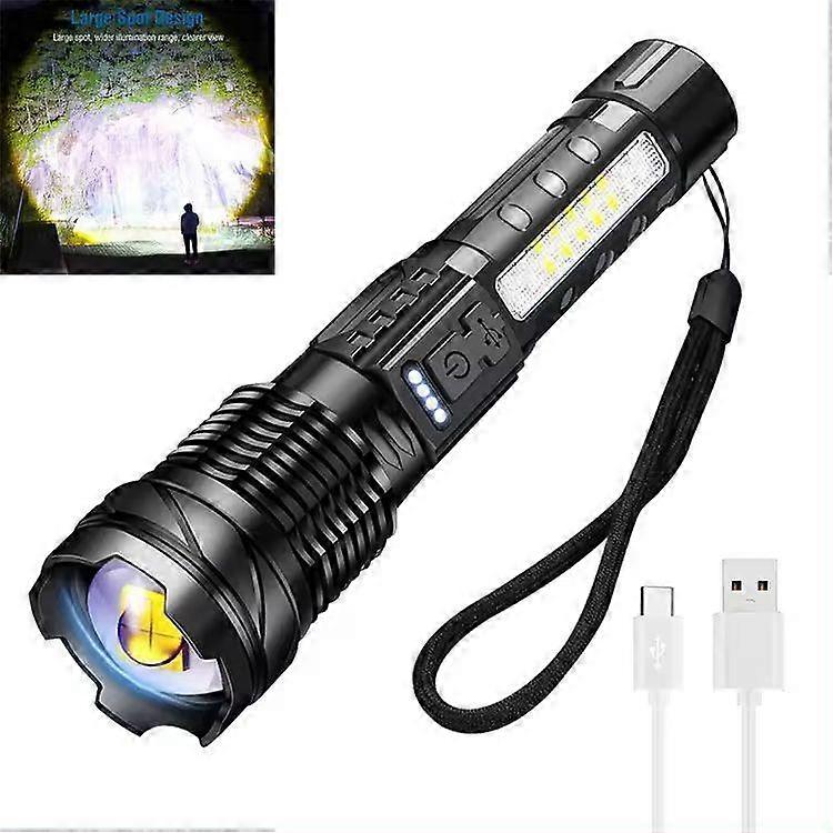 Laser Flashlight High Lumens Rechargeable 1 Pack/2 Pack, Super Bright Led Flashlights with 7 Light Modes, IPX6 Waterproof, Powerful Handheld