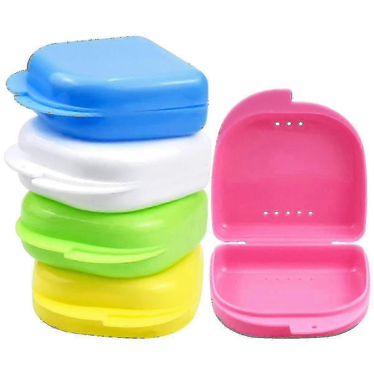Portable Retainer Case 5pcs Mouth Guard Case Dental Orthodontic Retainer Box Denture Storage Container Random Color