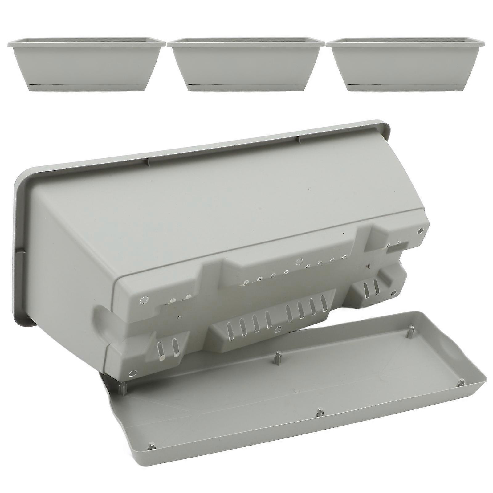 Planter Box Rectangular Flower Pot for Gardening Use 4Sets White