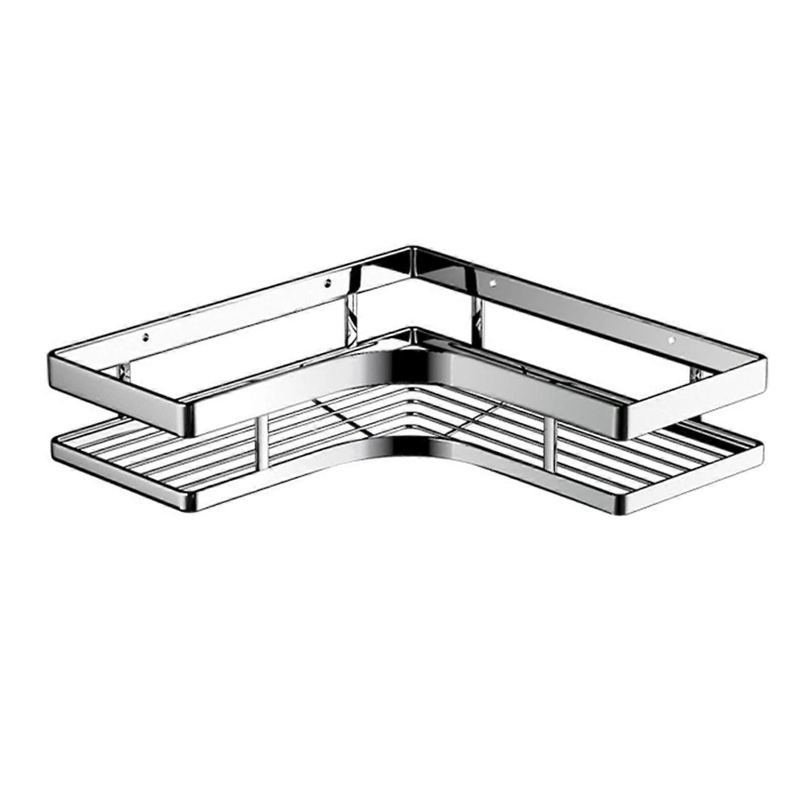 Rustproof Stainless Steel Bathroom Corner Shelf Shower Caddy No Drilling SpaceSaving Organizer