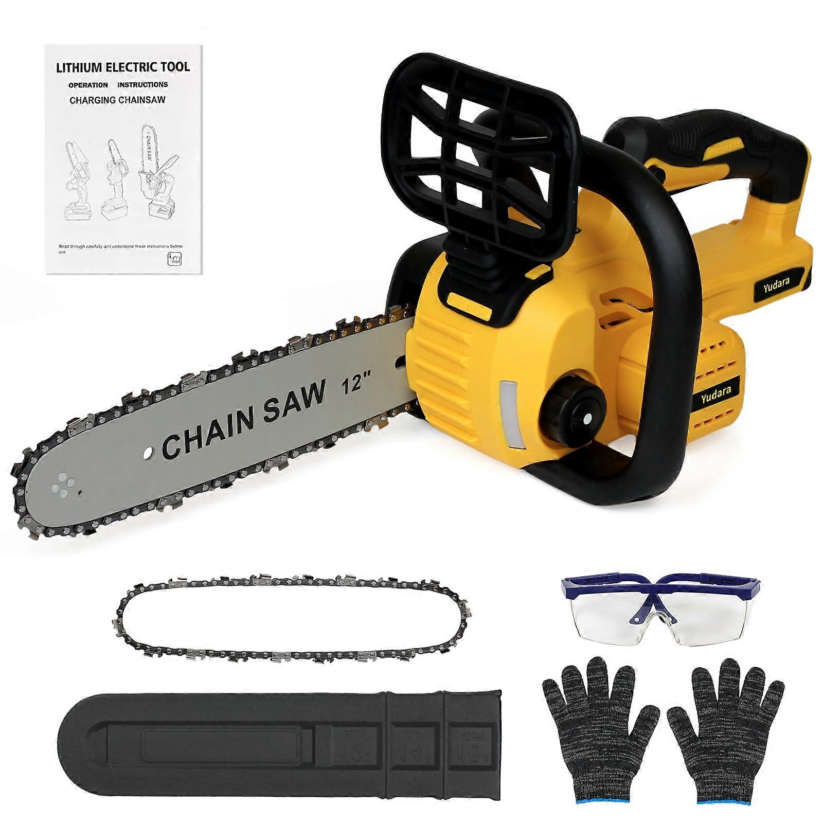 Cordless 12 Inch Brushless Chainsaw Compatible with DeWalt 20V MAX Battery for Wood Cutting and Tree Trimming
