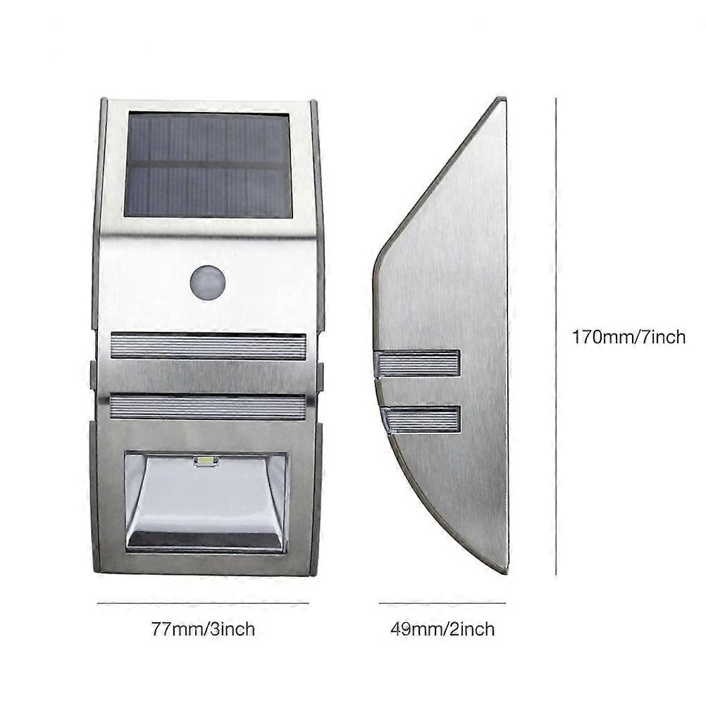 Solar Motion Sensor Light Wall Mount Stainless Steel LED Path Light (White Light)