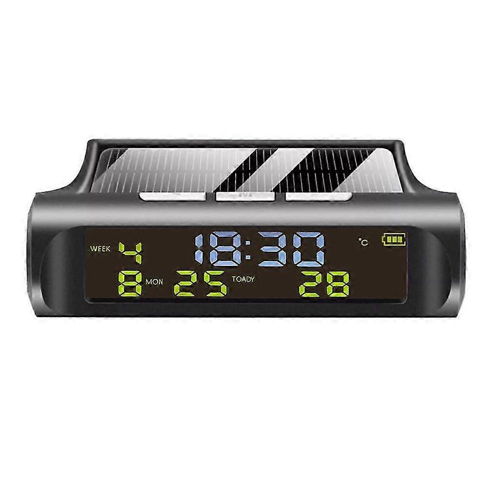 Car Clock Thermometer Vehicle Digital Clock Solar Power Car Clock Automotive Clock for Dashboard