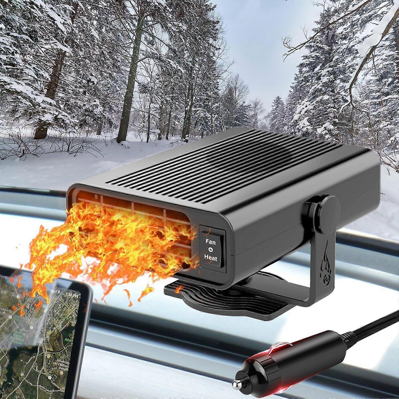 12V Car Heater with Fast Heating and Cooling Fan, 200W Dual Mode 360° Rotating Defroster for Windshield