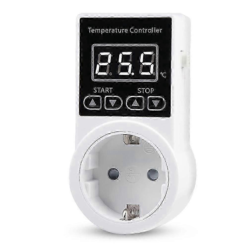 1Pcs Thermostat Socket with Sensor, Digital Temperature Controller Socket, Waterproof Temperature Switch EU Plug