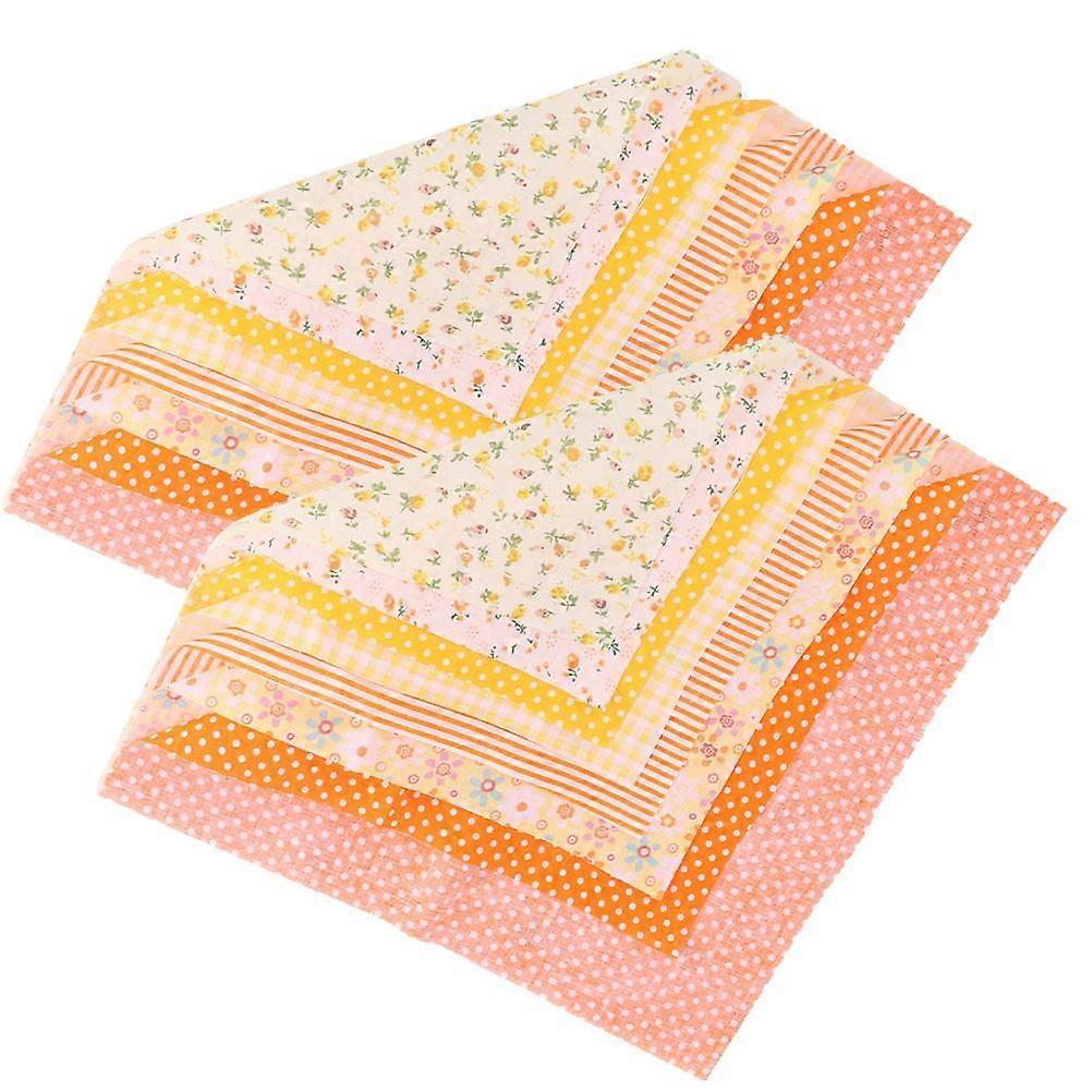 6 Sets Of DIY Cotton Fabrics 14Pcs Each Square Printing Cloth Yellow Designed For Beginners 25Cm Suitable For Home Decorations