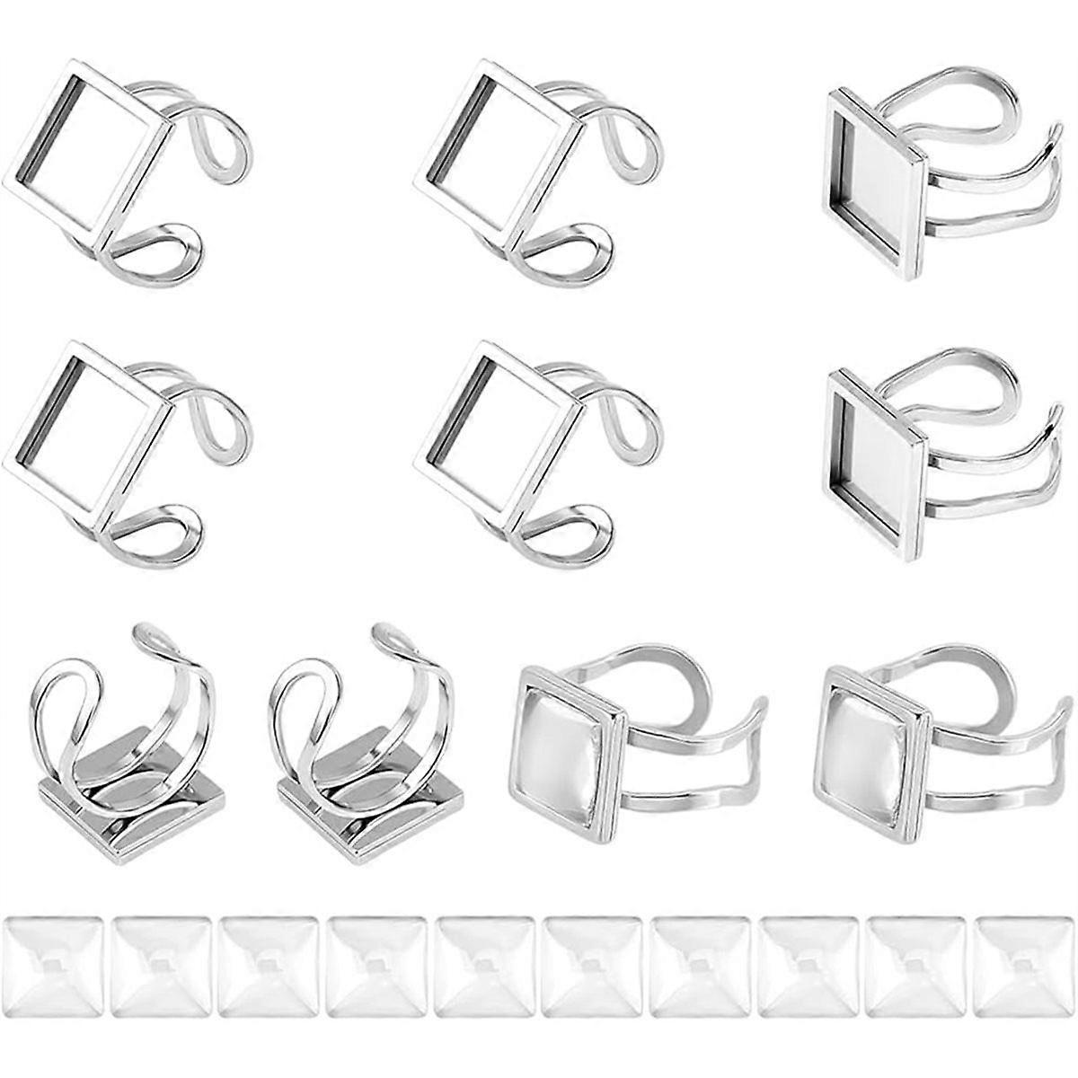 10Pcs Stainless Steel Finger Ring Blank
