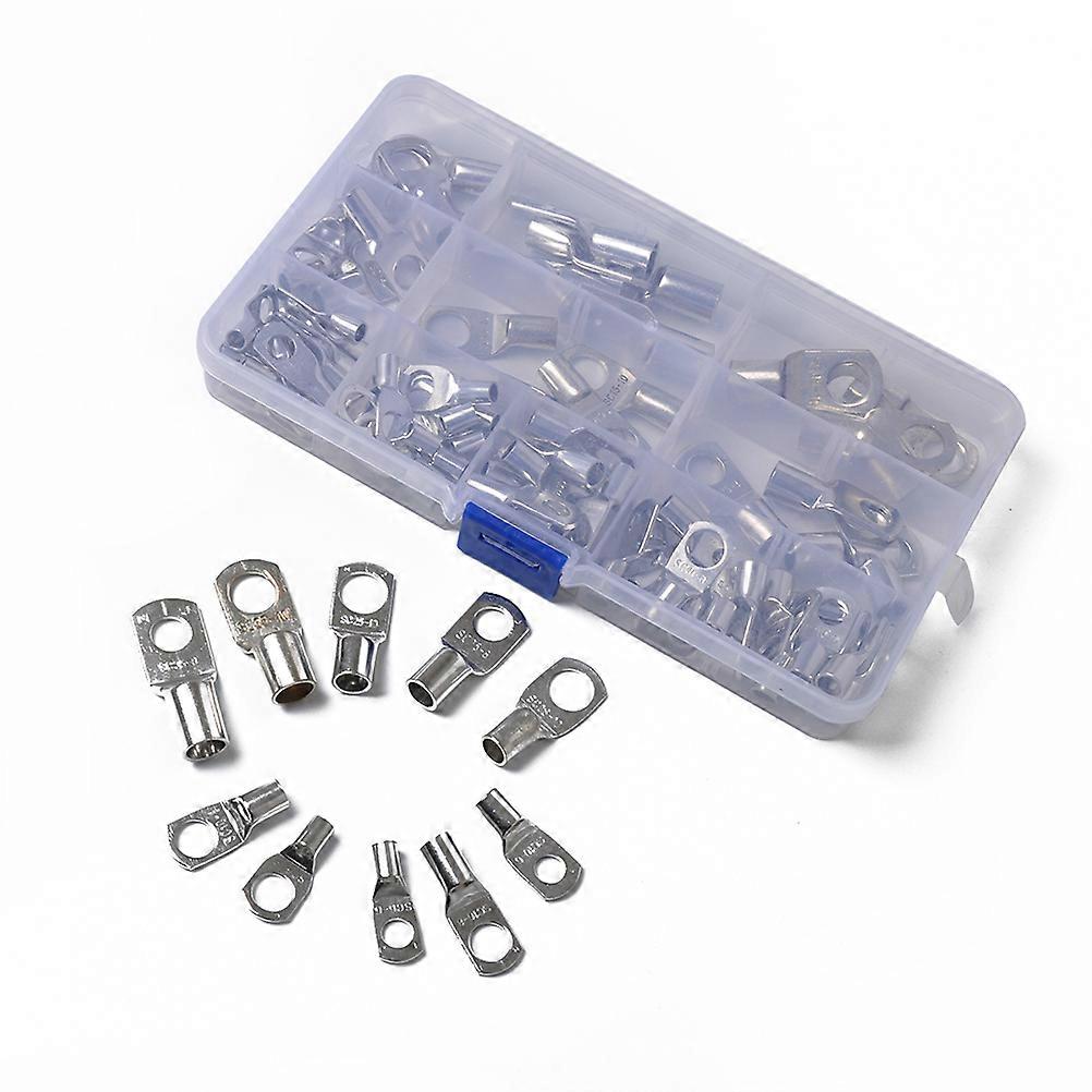 90 Pcs Tinned Copper Terminals Cable Lugs Battery Ring Connectors Assortment Kit