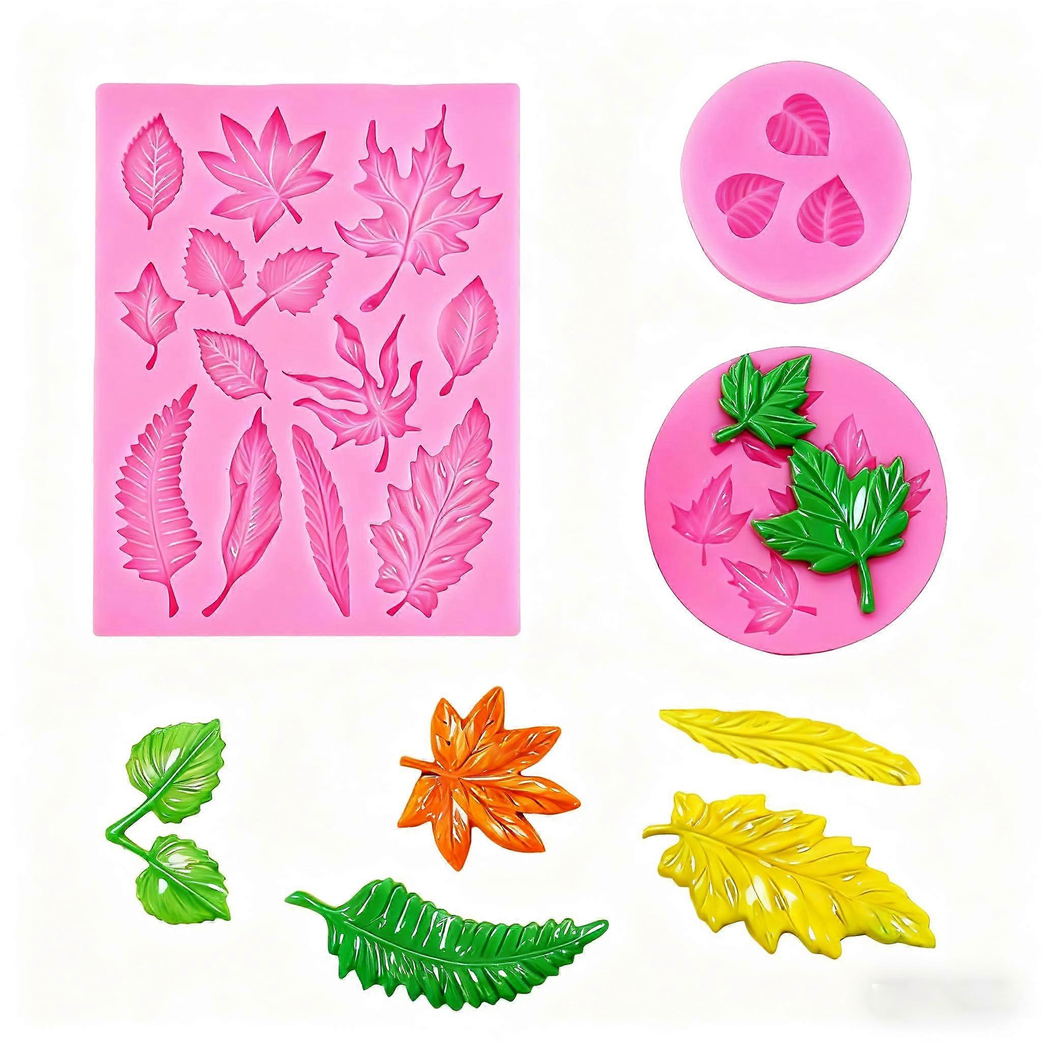 3 Pcs Silicone Maple Leaf Mold for Baking, Fall Themed Chocolate and Cake Decorating