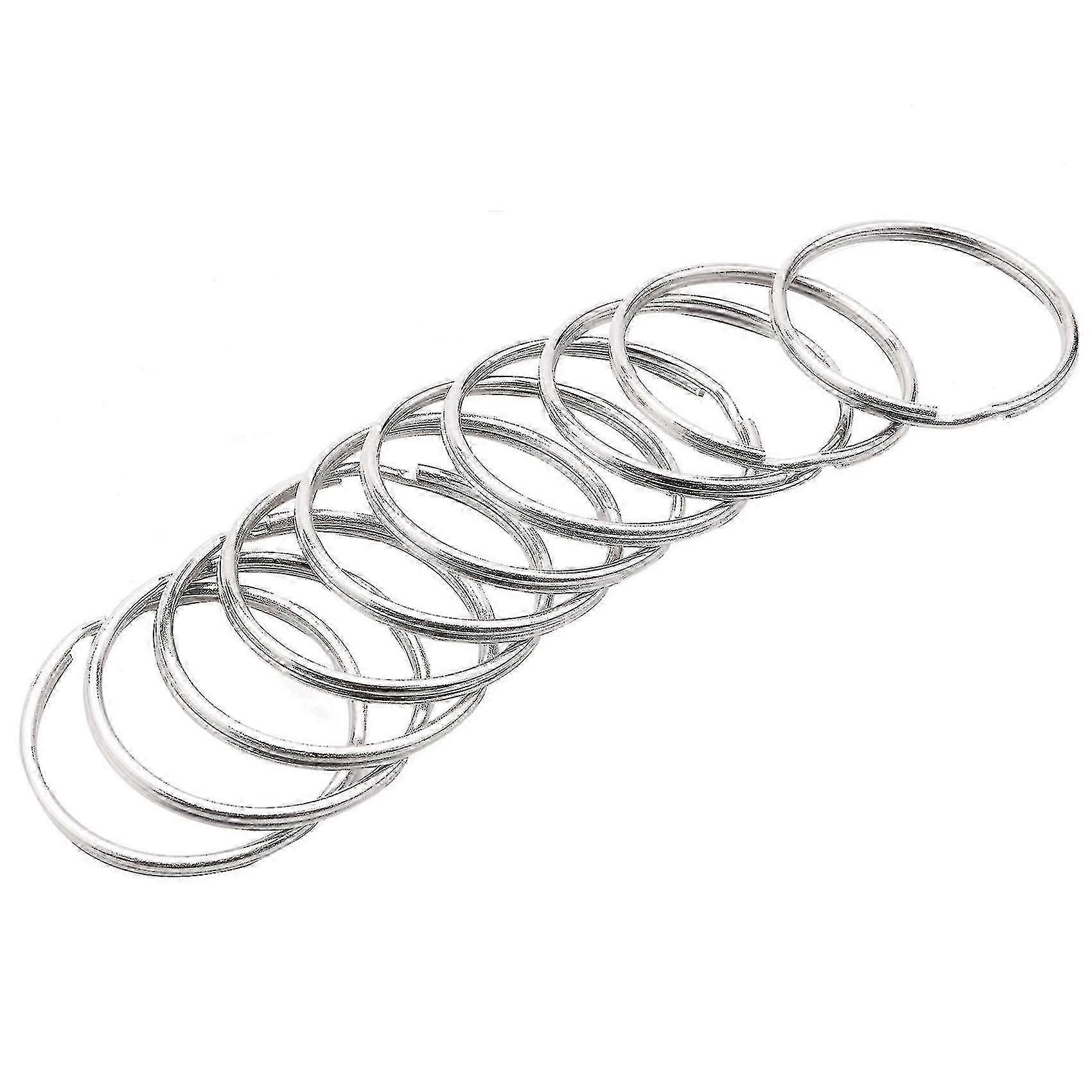 10x 50mm Keyring Split Ring Set Large Nickel Key Loop Sprung Hoop