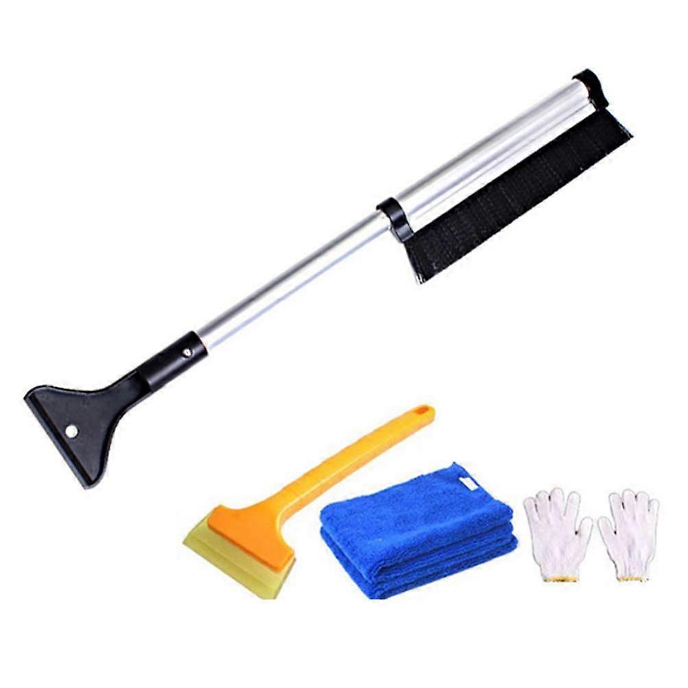 Snow Brush Kit with Ice Scraper, Extendable Aluminum Handle Winter Car Snow Removal Tool for Trucks SUVs