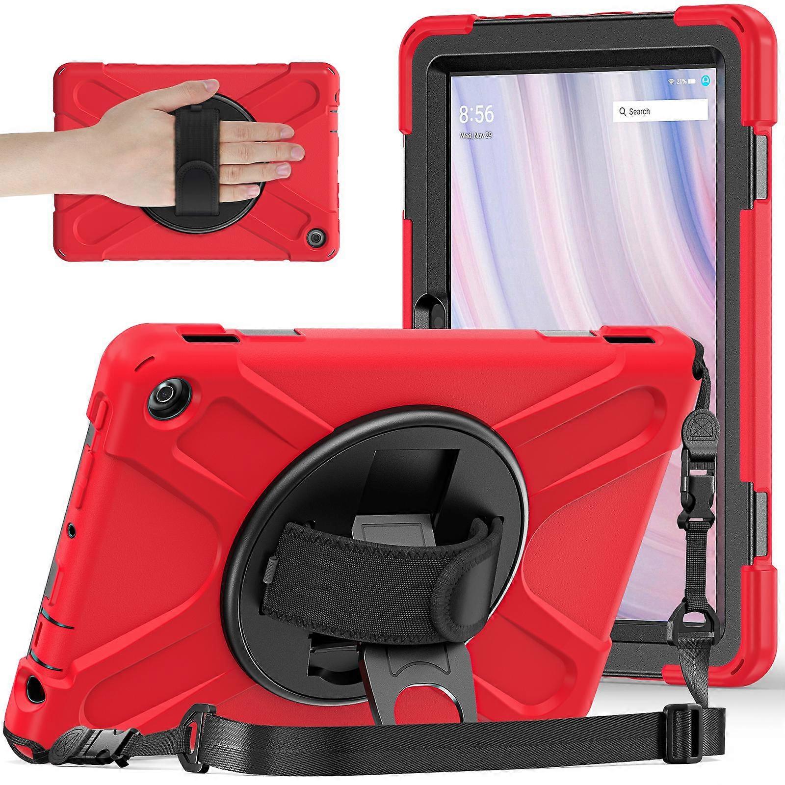 For Amazon Fire HD 10 (2023) Protective Cover Kickstand Tablet Case with Hand Strap/Shoulder Strap