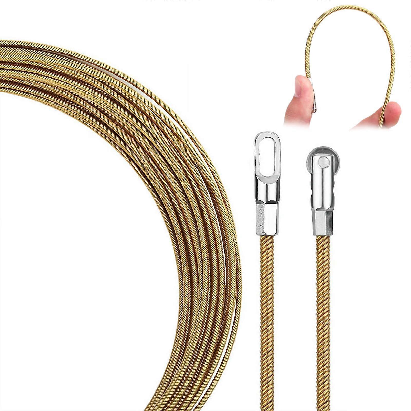 Wire Pulling Tool Fish Tape with Flexible Spring Head for Smooth Cable Threading 5M Yellow