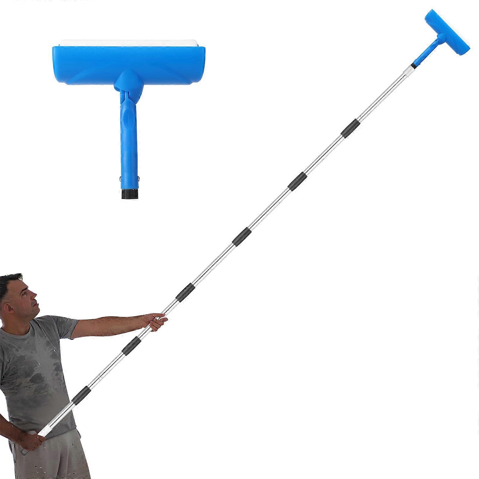 Ceiling Paint Roller with 9FT Extension Pole, No Drip Adjustable Head and AntiSplash Guard for Ceilings and Walls