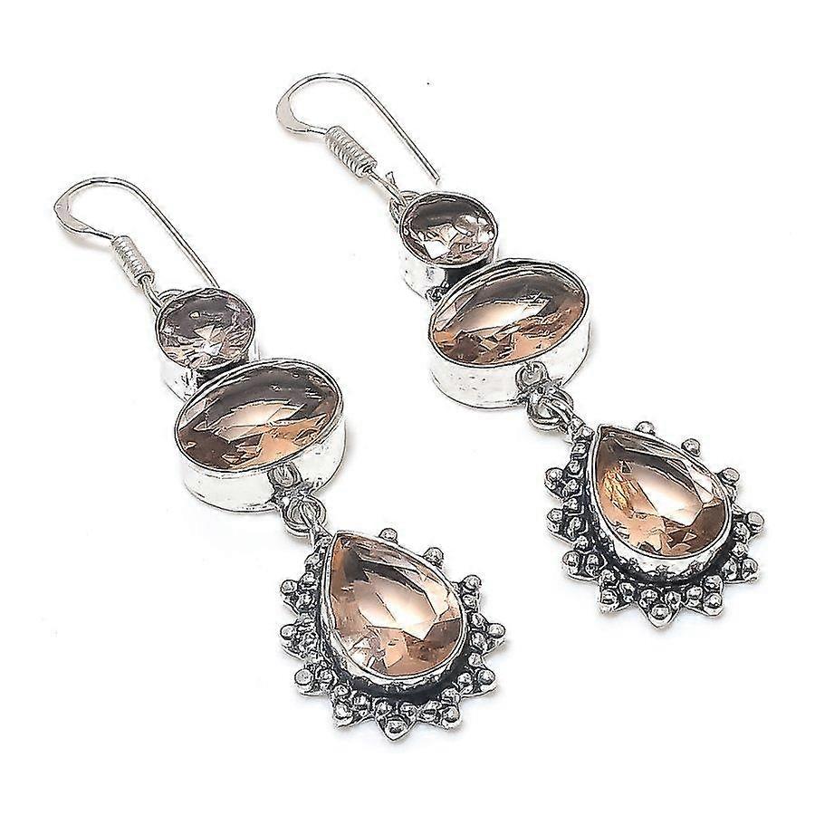 Morganite Gemstone 925 Sterling Silver Earring 2.56"