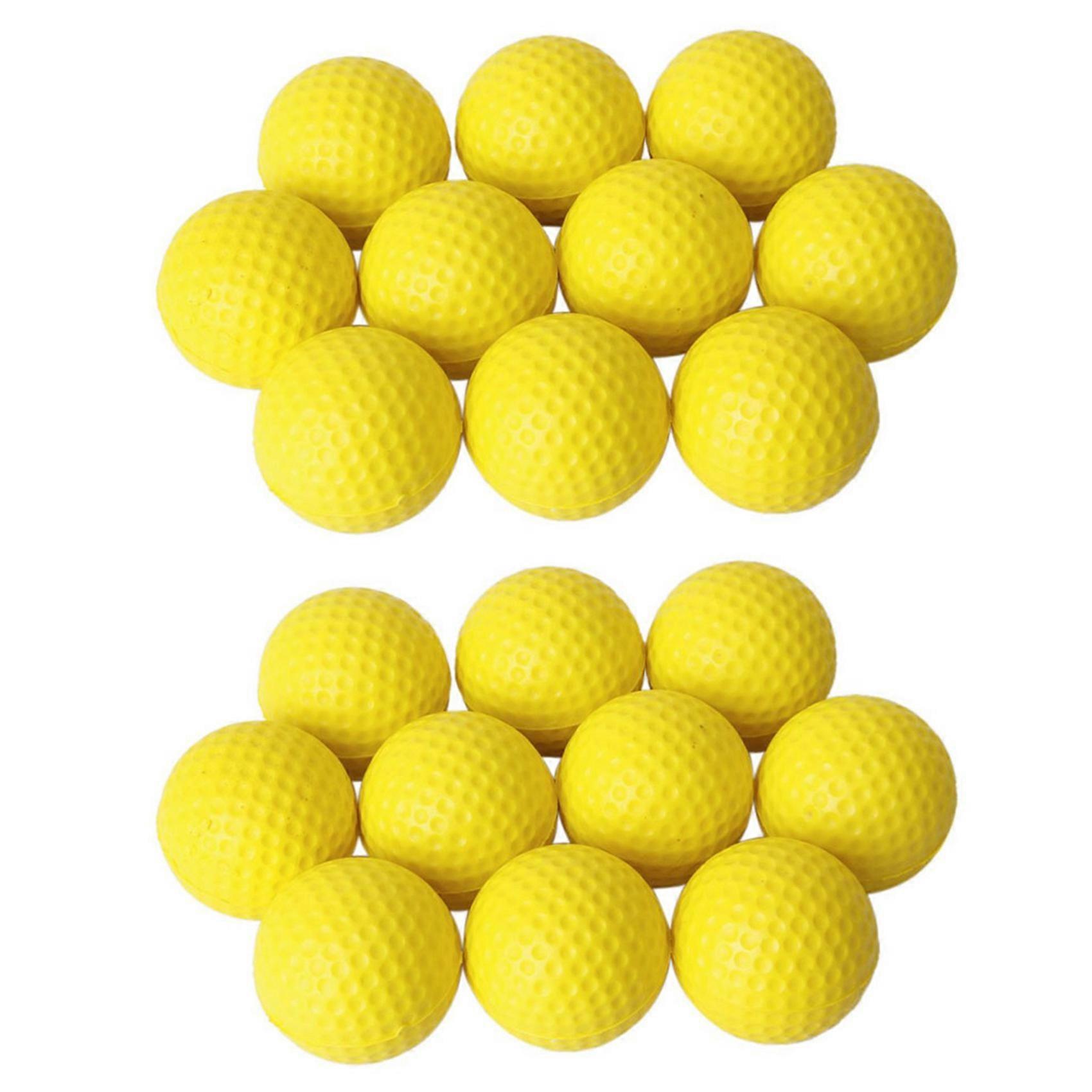 20pcs Yellow Soft Elastic Indoor Practice PU Golf Ball