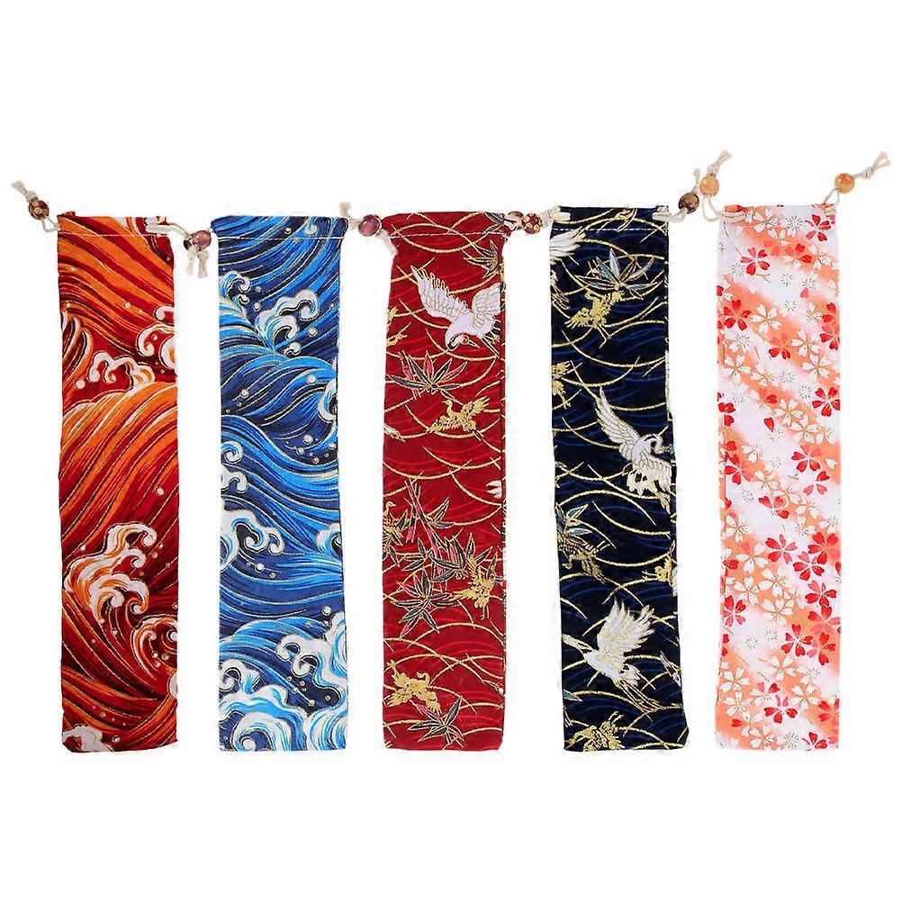 Portable Tableware Bags for Utensil Storage 5Pcs Drawstring Organizer