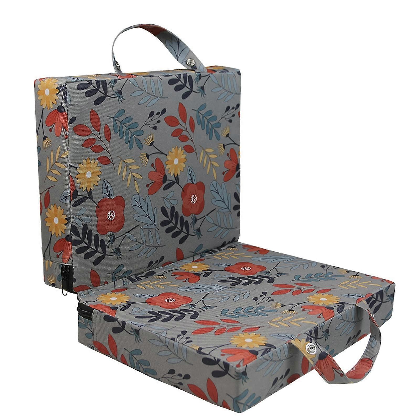 Garden Kneeling Pad with Handle, Shockproof Knee Cushion, Foldable Washable Cover, Grey